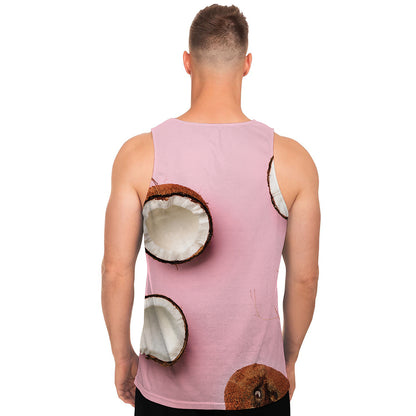 Pink Coconut Pattern Print Men's Tank Top