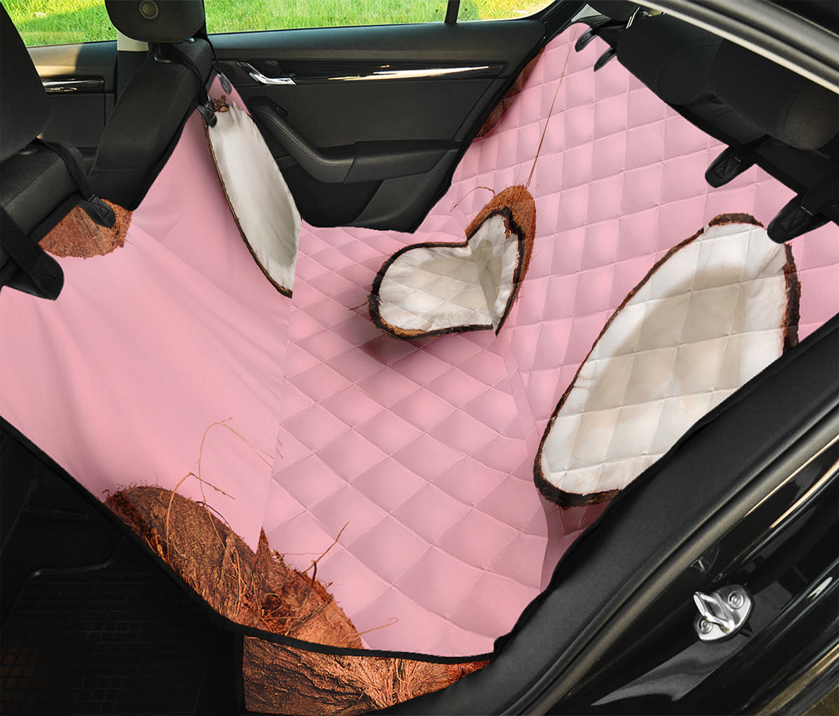 Pink Coconut Pattern Print Pet Car Back Seat Cover