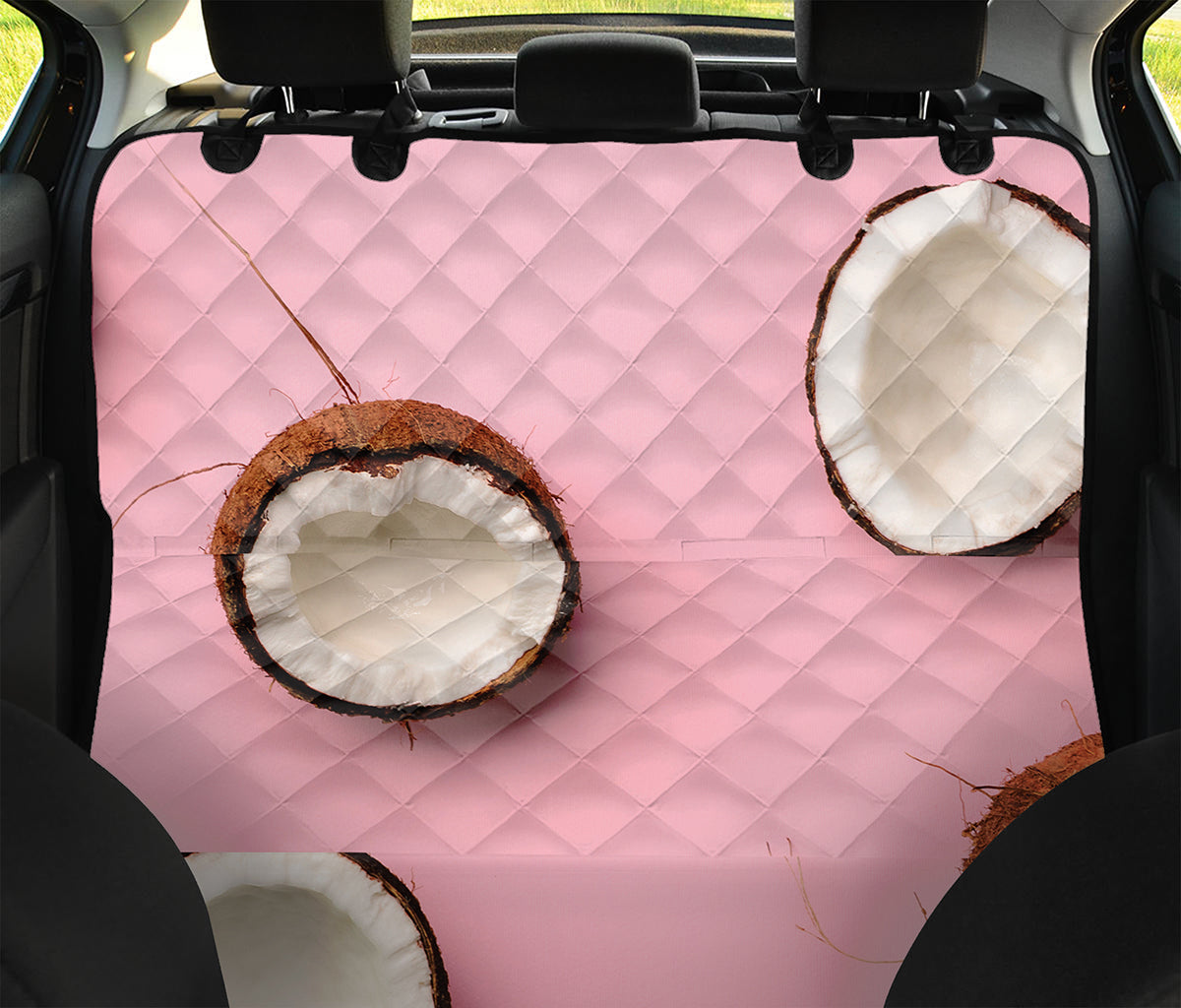 Pink Coconut Pattern Print Pet Car Back Seat Cover