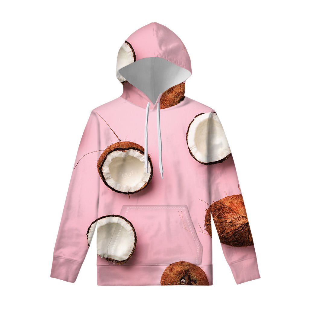 Pink Coconut Pattern Print Pullover Hoodie