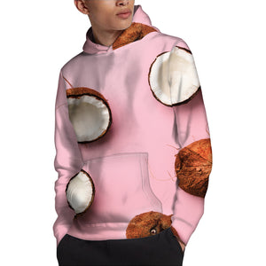 Pink Coconut Pattern Print Pullover Hoodie