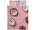 Pink Coconut Pattern Print Quilt Bed Set