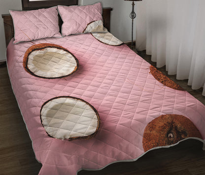 Pink Coconut Pattern Print Quilt Bed Set