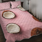 Pink Coconut Pattern Print Quilt Bed Set