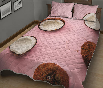 Pink Coconut Pattern Print Quilt Bed Set