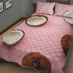 Pink Coconut Pattern Print Quilt Bed Set