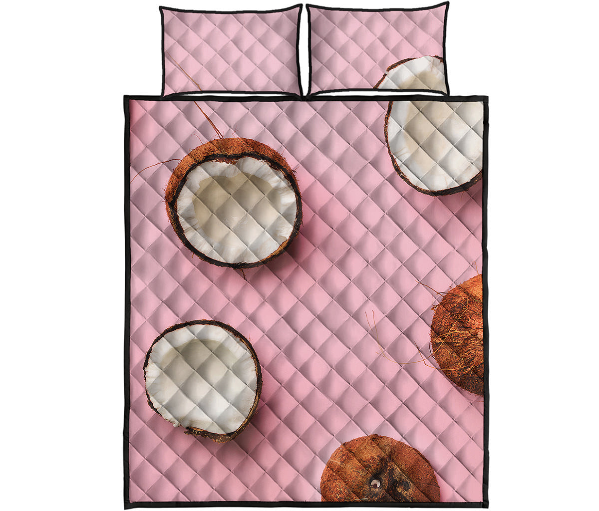 Pink Coconut Pattern Print Quilt Bed Set