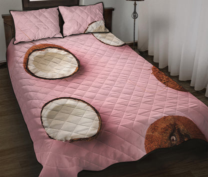 Pink Coconut Pattern Print Quilt Bed Set