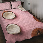 Pink Coconut Pattern Print Quilt Bed Set
