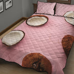 Pink Coconut Pattern Print Quilt Bed Set