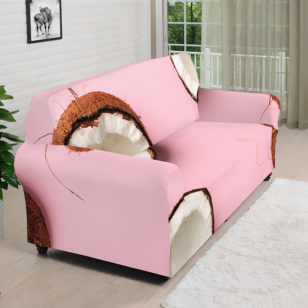 Pink Coconut Pattern Print Sofa Cover