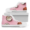 Pink Coconut Pattern Print White High Top Shoes