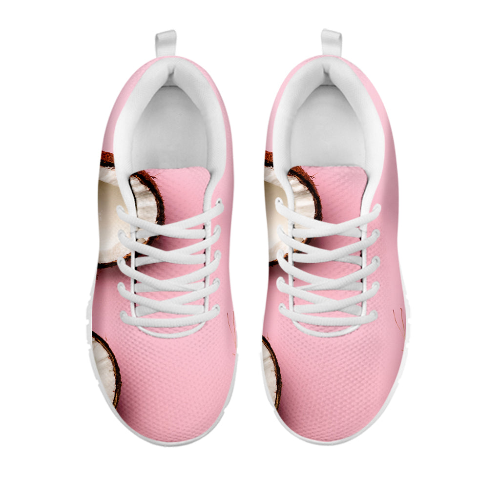 Pink Coconut Pattern Print White Sneakers
