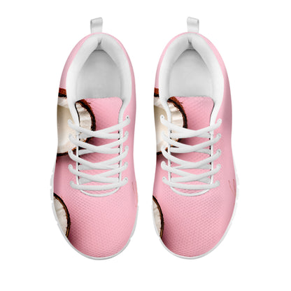 Pink Coconut Pattern Print White Sneakers