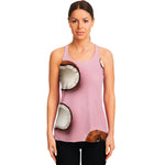 Pink Coconut Pattern Print Women's Racerback Tank Top