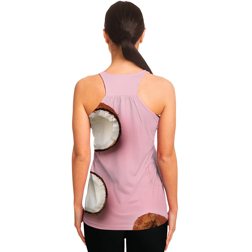 Pink Coconut Pattern Print Women's Racerback Tank Top