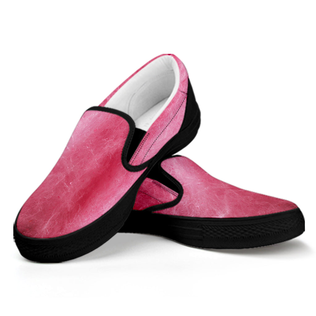 Pink Cotton Candy Print Black Slip On Shoes