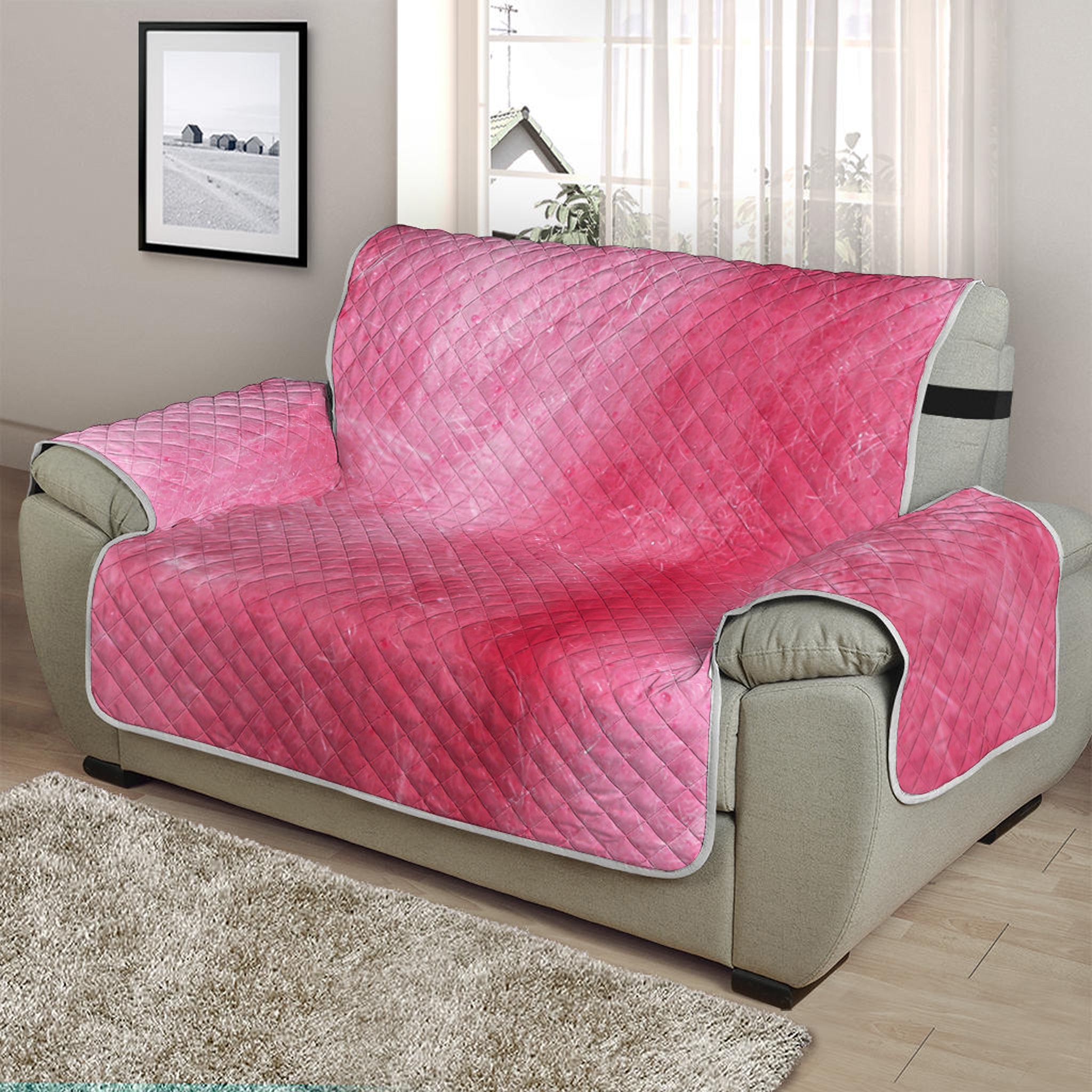 Pink Cotton Candy Print Half Sofa Protector