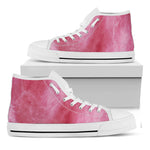 Pink Cotton Candy Print White High Top Shoes