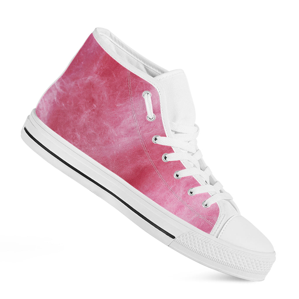 Pink Cotton Candy Print White High Top Shoes