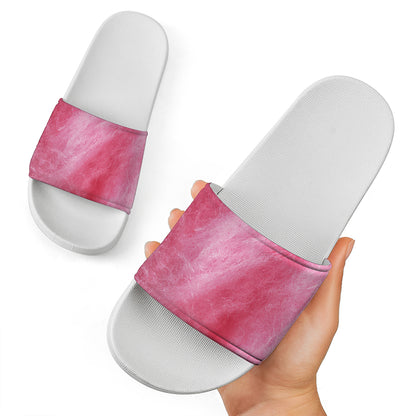 Pink Cotton Candy Print White Slide Sandals