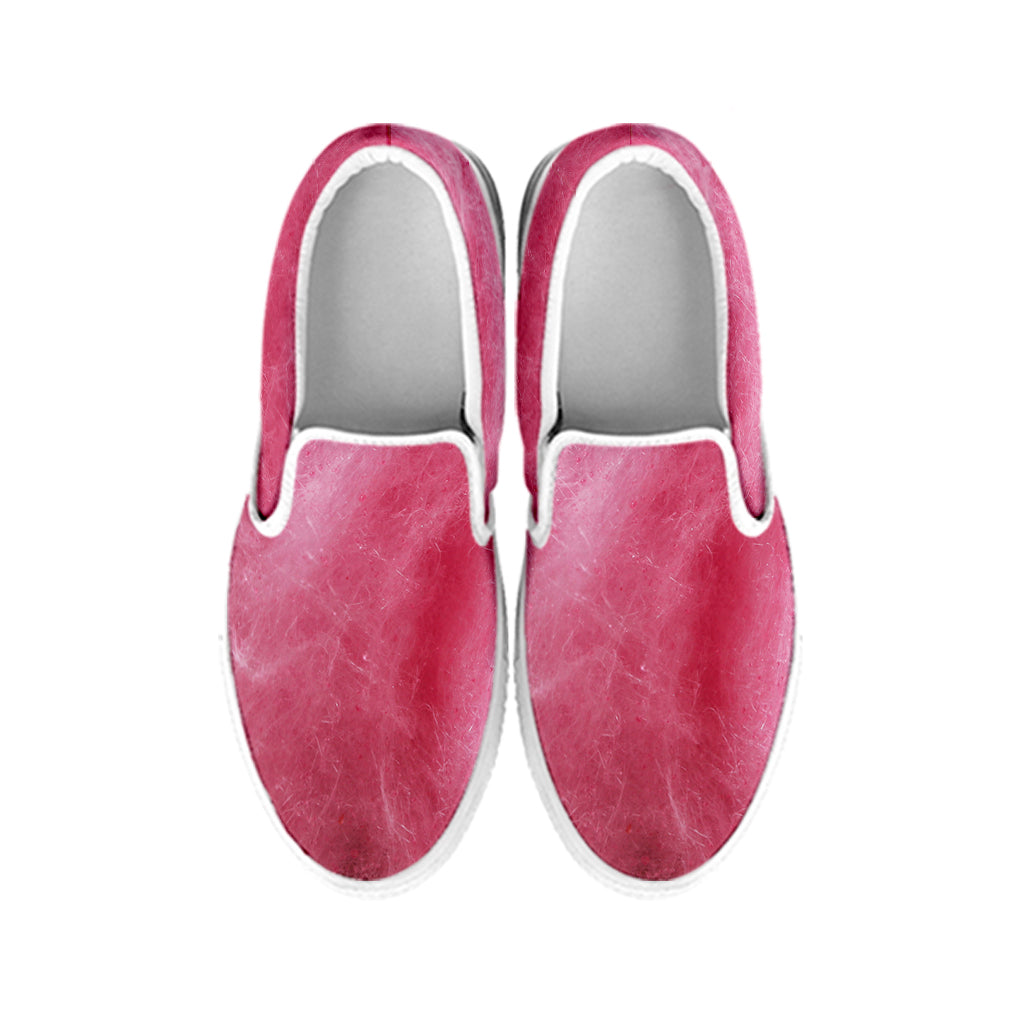 Pink Cotton Candy Print White Slip On Shoes