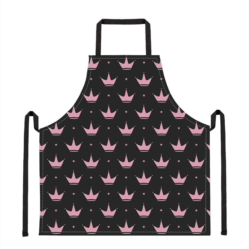 Pink Crown Pattern Print Apron