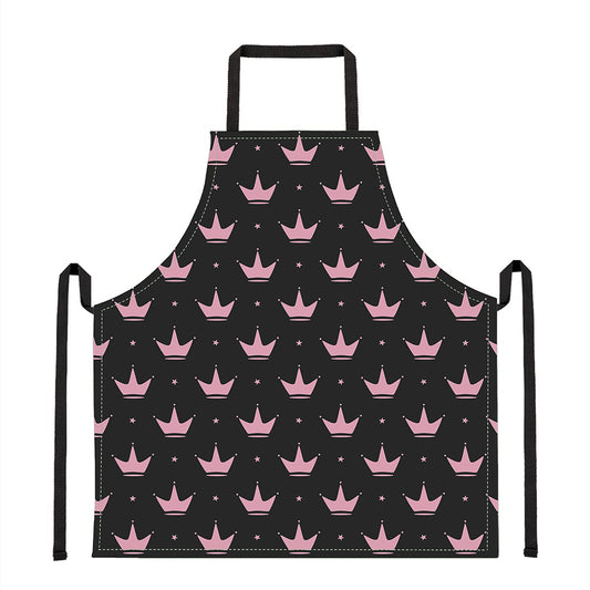 Pink Crown Pattern Print Apron