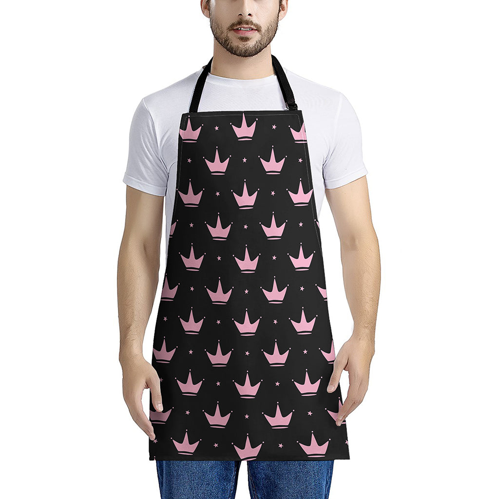 Pink Crown Pattern Print Apron