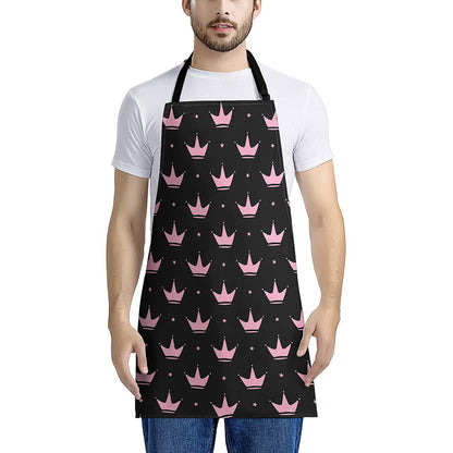 Pink Crown Pattern Print Apron