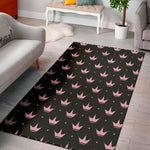 Pink Crown Pattern Print Area Rug