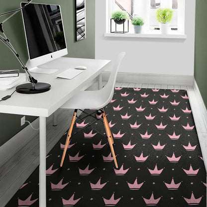 Pink Crown Pattern Print Area Rug