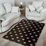 Pink Crown Pattern Print Area Rug