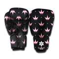 Pink Crown Pattern Print Boxing Gloves