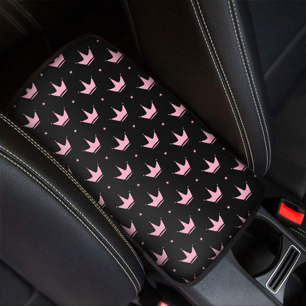 Pink Crown Pattern Print Car Center Console Cover