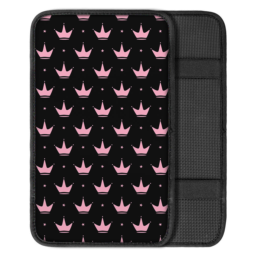 Pink Crown Pattern Print Car Center Console Cover