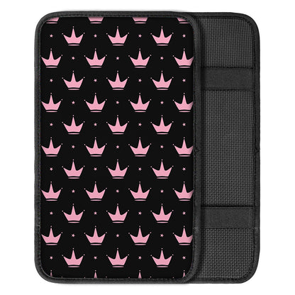 Pink Crown Pattern Print Car Center Console Cover