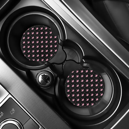 Pink Crown Pattern Print Car Coasters