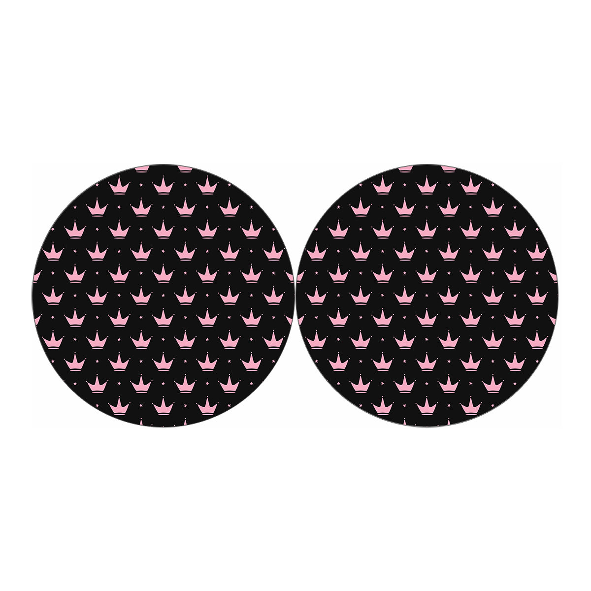 Pink Crown Pattern Print Car Coasters