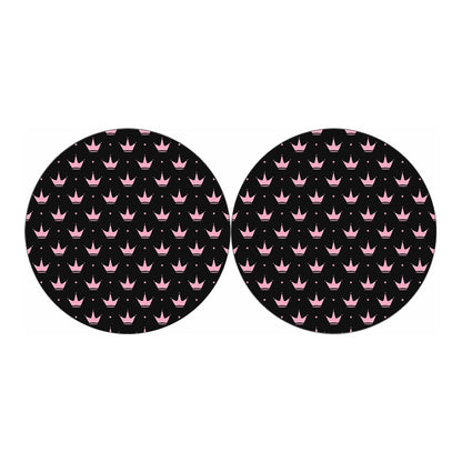 Pink Crown Pattern Print Car Coasters