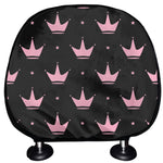 Pink Crown Pattern Print Car Headrest Covers