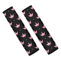 Pink Crown Pattern Print Car Seat Belt Covers