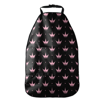 Pink Crown Pattern Print Car Seat Organizers
