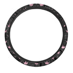Pink Crown Pattern Print Car Steering Wheel Cover