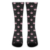 Pink Crown Pattern Print Crew Socks