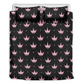 Pink Crown Pattern Print Duvet Cover Bedding Set