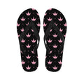 Pink Crown Pattern Print Flip Flops