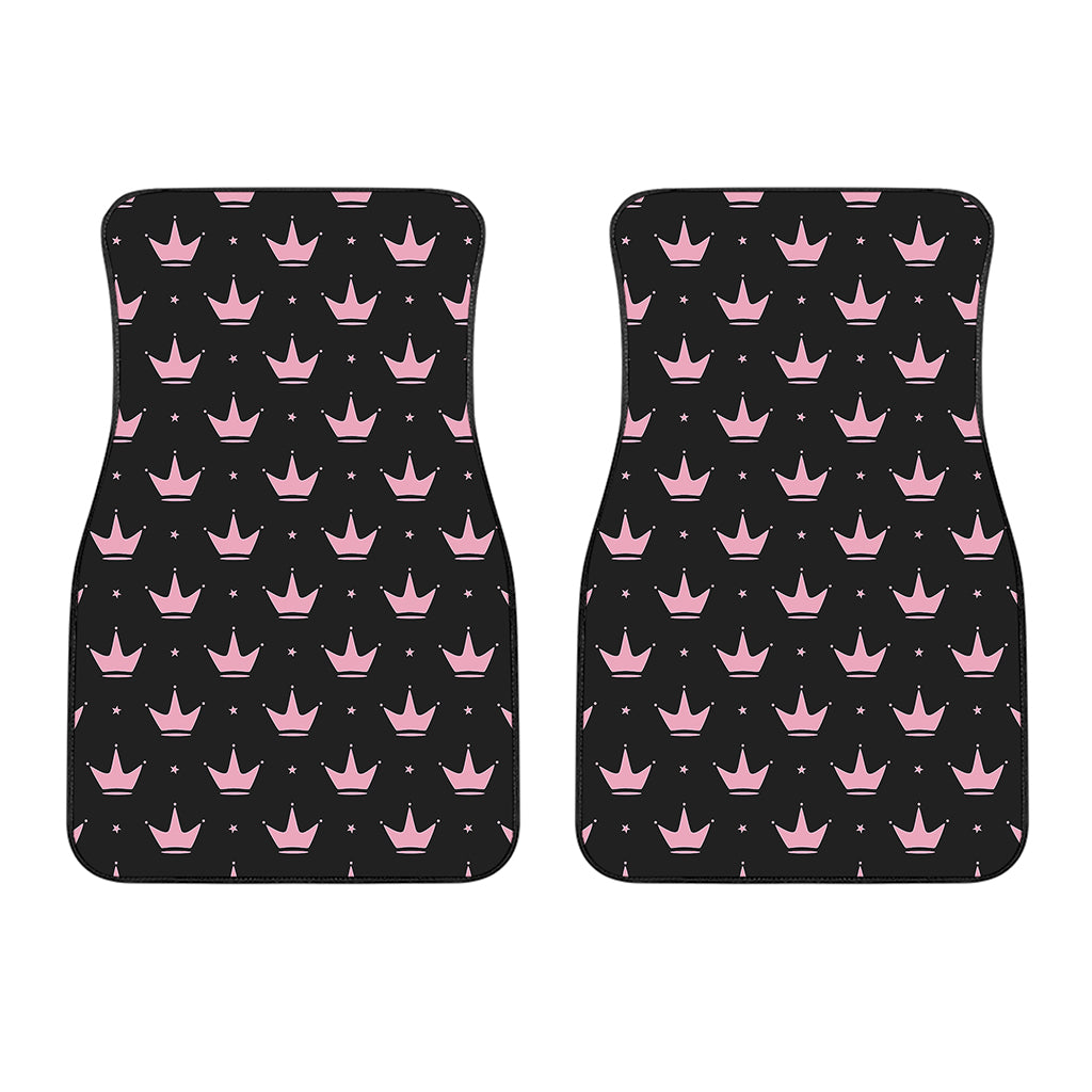 Pink Crown Pattern Print Front Car Floor Mats