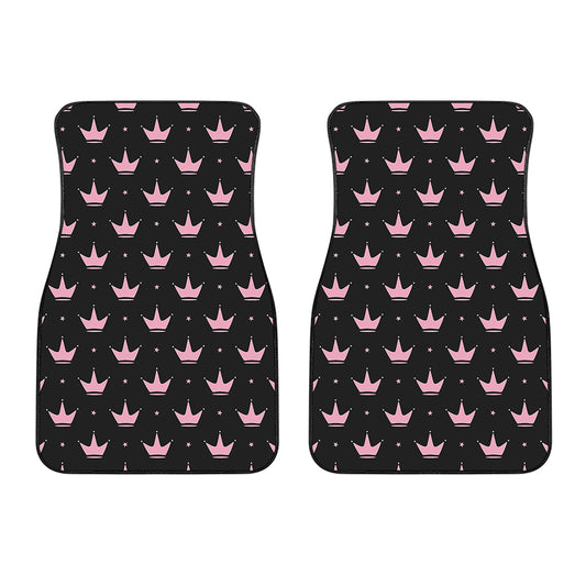 Pink Crown Pattern Print Front Car Floor Mats