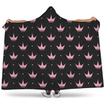 Pink Crown Pattern Print Hooded Blanket